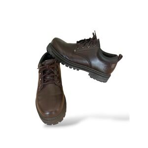 Skechers Men's Sz 8 Dark Brown Leather Vintage Y2K 90's Chunky Shoes Alley Cat